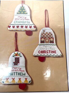 Vintage Current Cross-Stitch Ornament Kit Bells Christmas Designs Names 21618-0